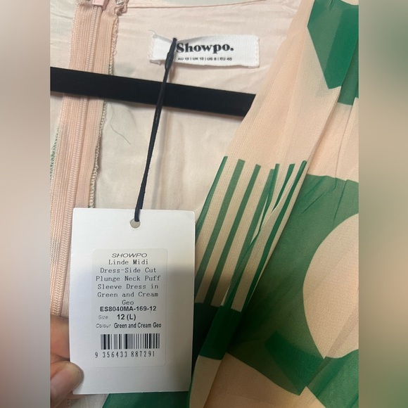 Showpo Lindsey Midi Dress- Side Cut Plunge Neck and Puff Sleeve Size US 8 - Picture 6 of 7